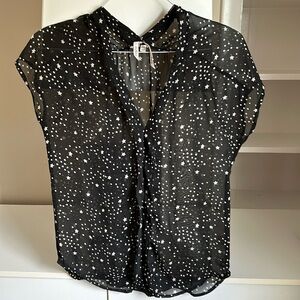 Stars and Polka Dots Black Sheer Shirt